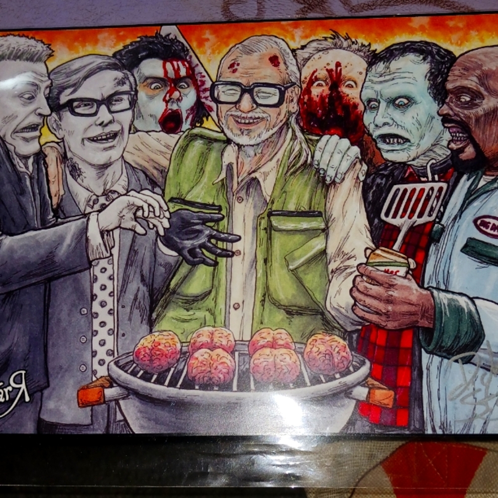 Stock drawing photo. George Romero and his zombies.